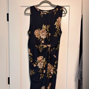Nine Britton Navy Floral Midi Dress - EUC